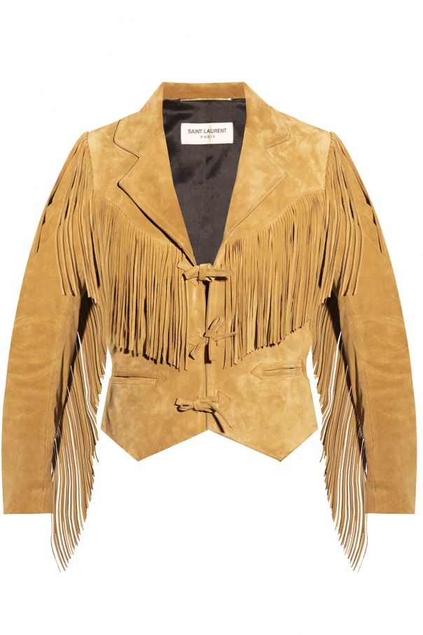 Beige Fringed suede jacket Saint Laurent